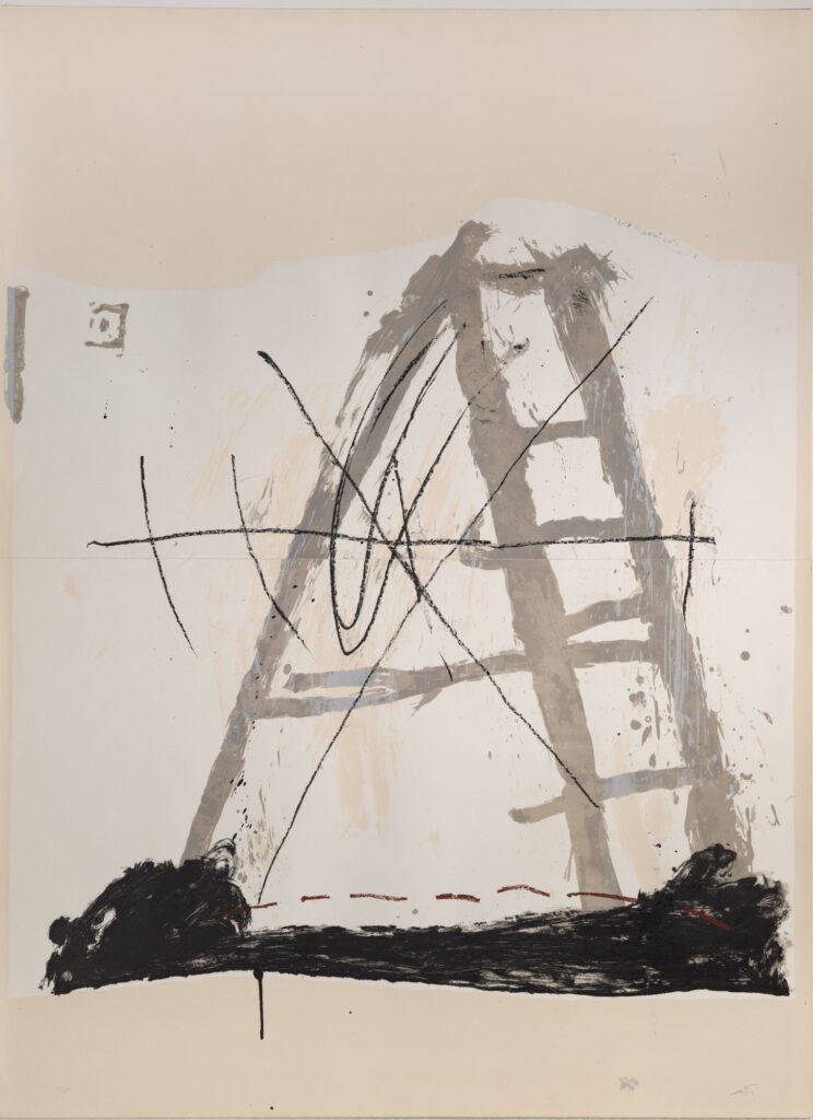 Antoni Tàpies, L´échelle, 1968, Farblithografie, Kunstsammlungen Chemnitz , Foto: Kunstsammlungen Chemnitz/Frank Krüger  © VG Bild-Kunst, Bonn 2023