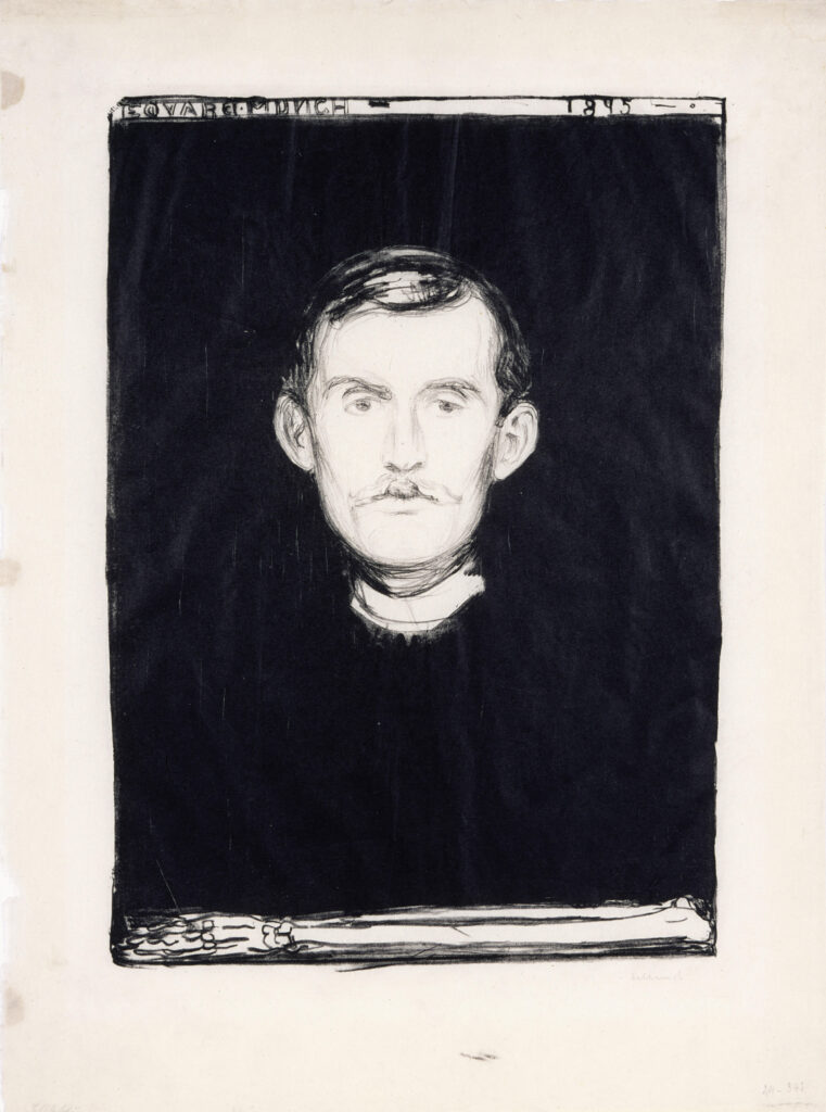 Edvard Munch, Selbstporträt, 1895, Lithografie, 59,6 x 43,5 cm, Kunstsammlungen Chemnitz, Foto: Kunstsammlungen Chemnitz/László Tóth