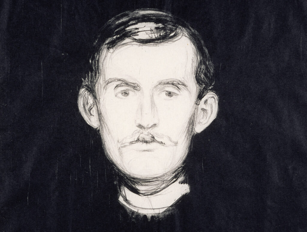 Edvard Munch, Selbstporträt (Ausschnitt), 1895, Lithografie, 59,6 x 43,5 cm, Kunstsammlungen Chemnitz, Foto: Kunstsammlungen Chemnitz/László Tóth